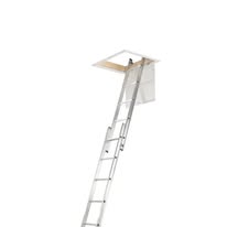 Metal loft ladder fully extended for easier loft access