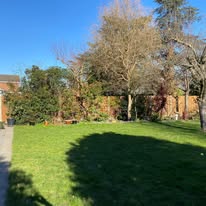 Finished timber fencing viewed from a garden with lawn in the background